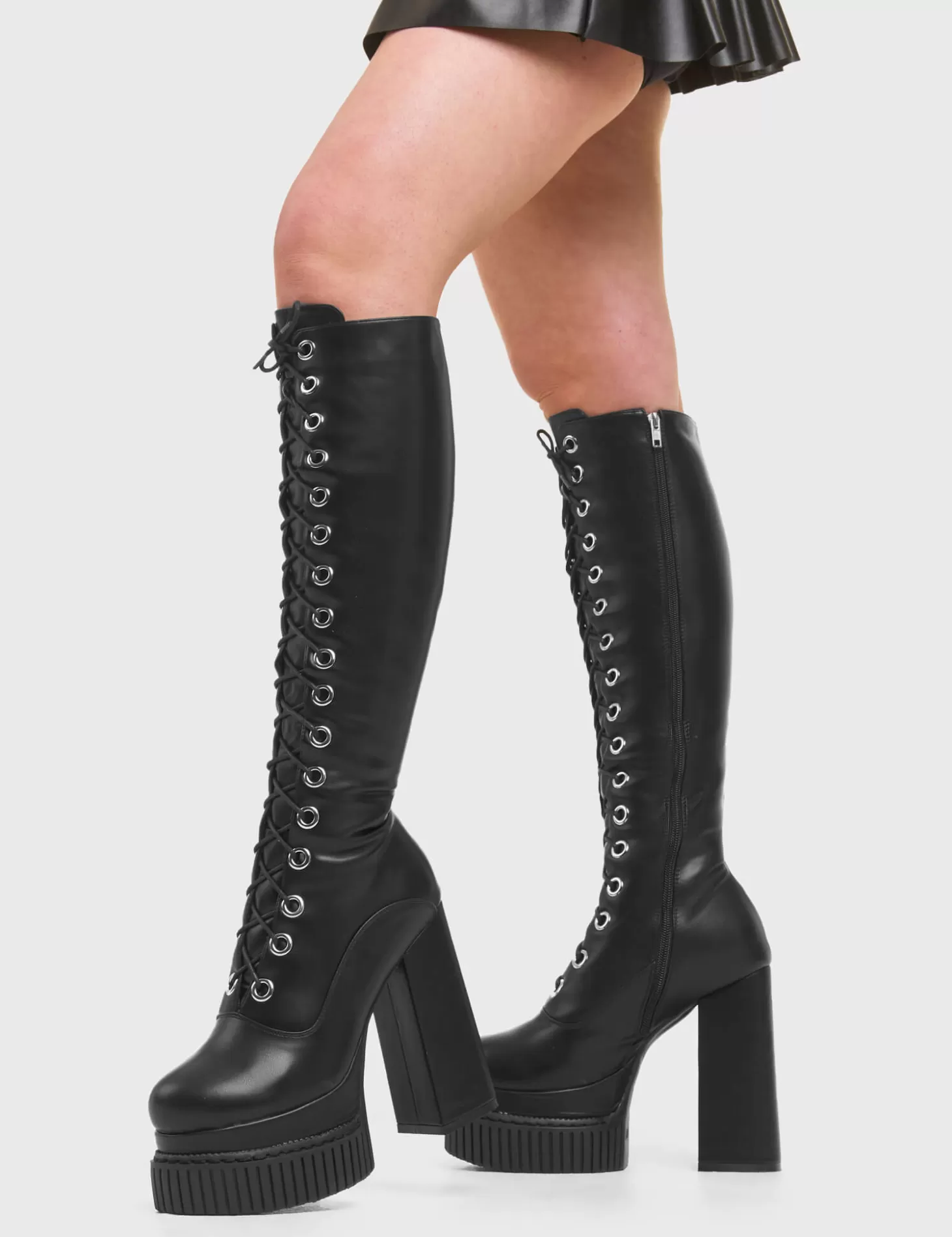LAMODA Genou Haut*Elevators Creeper Platform Knee High Boots