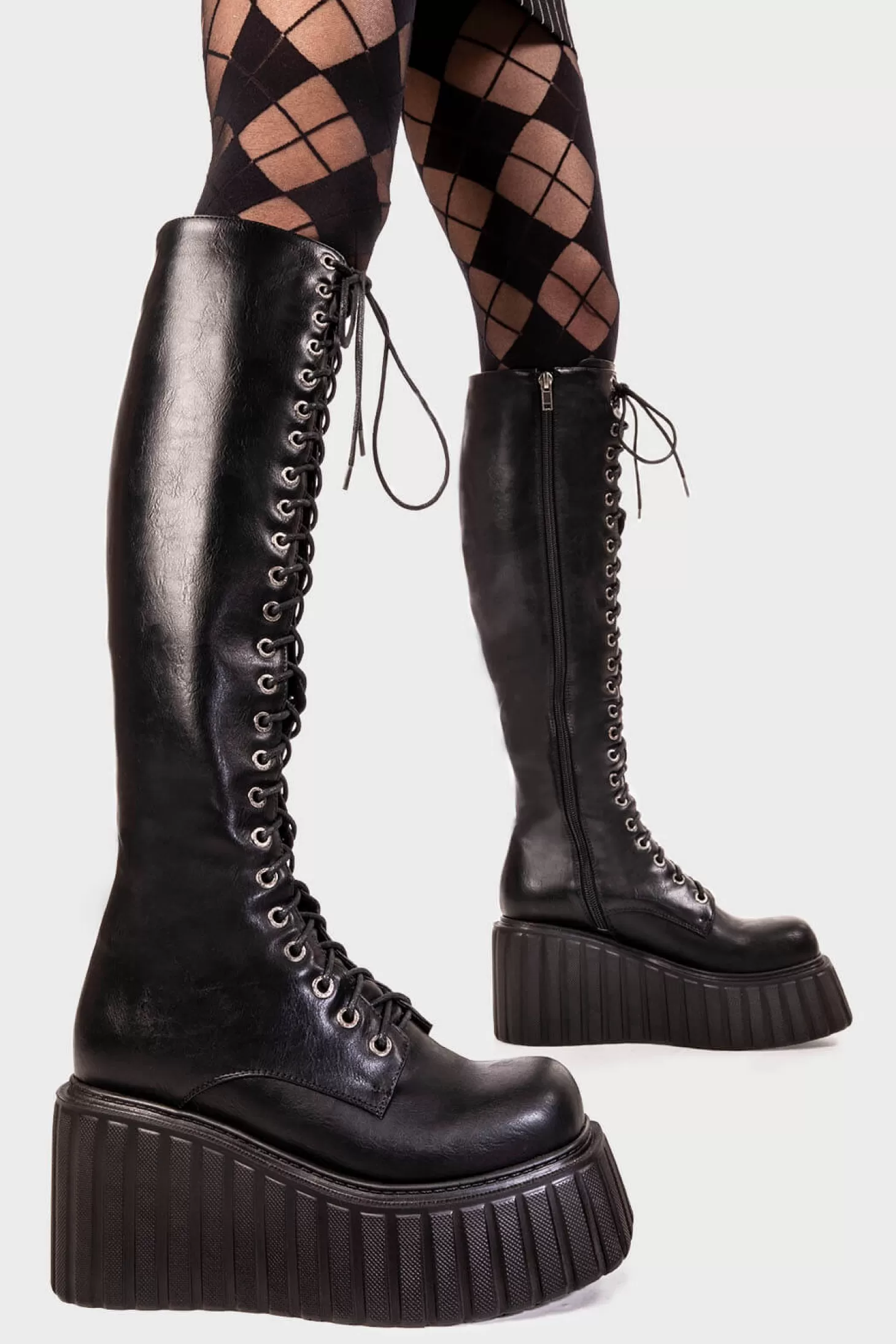 lamodawebsite Genou Haut*Important Chunky Creeper Platform Knee High Boots