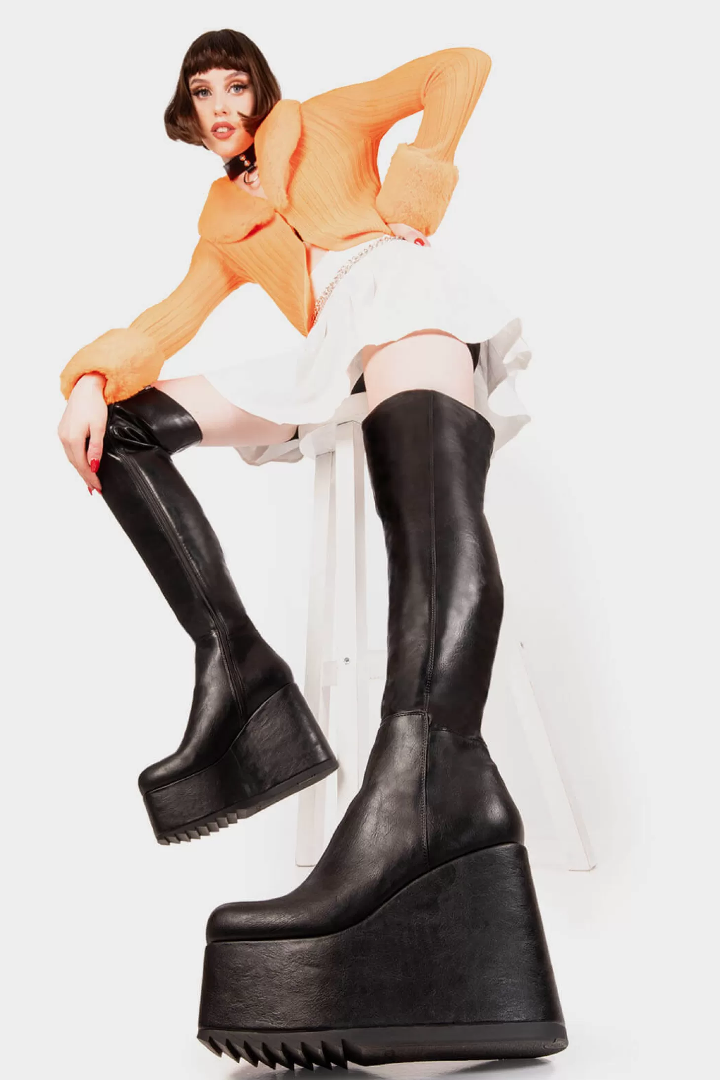 lamodawebsite Epais*Never Again Chunky Platform Thigh High Boots
