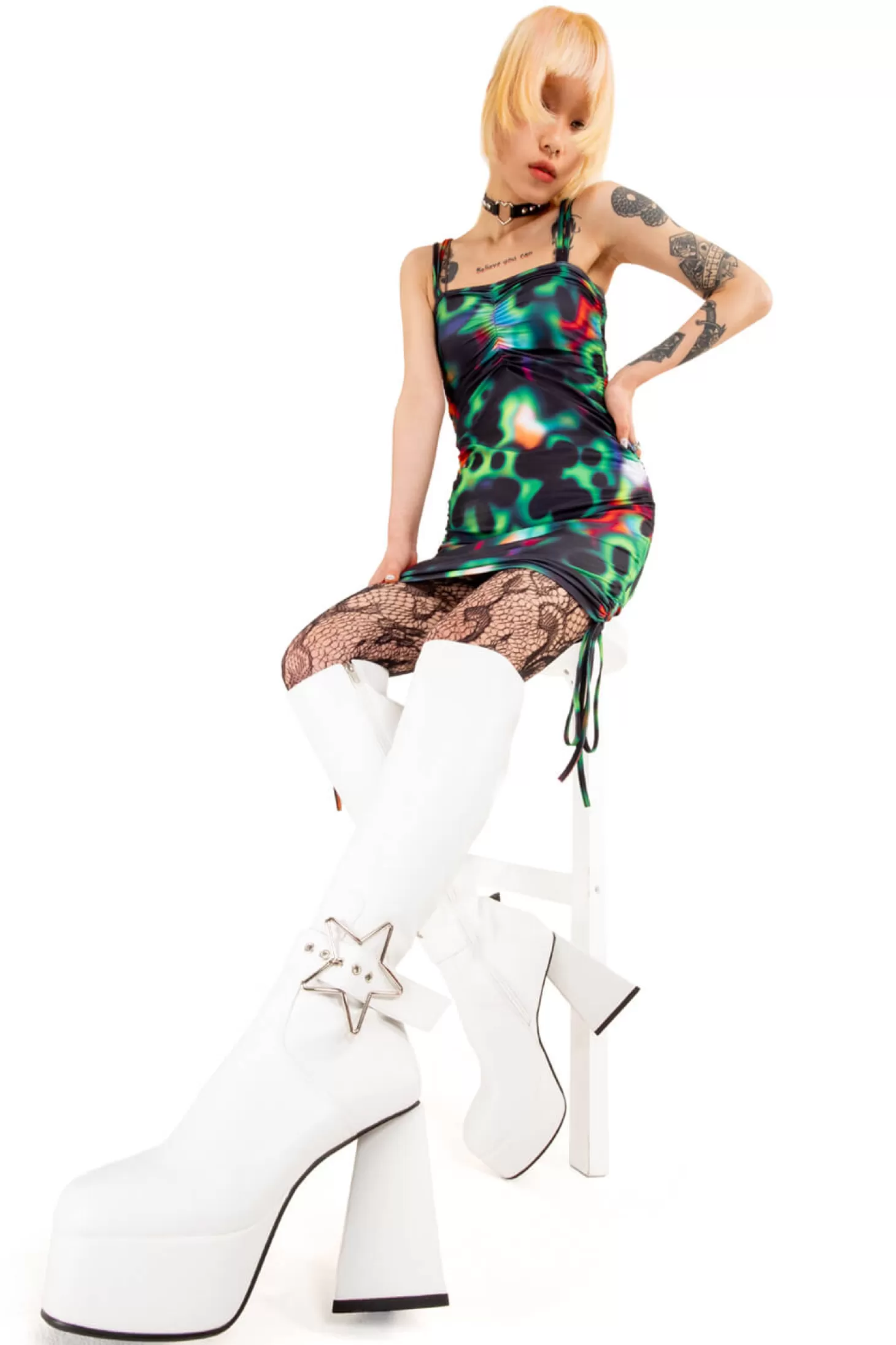 lamodawebsite Genou Haut*Night Light Platform Knee High Boots
