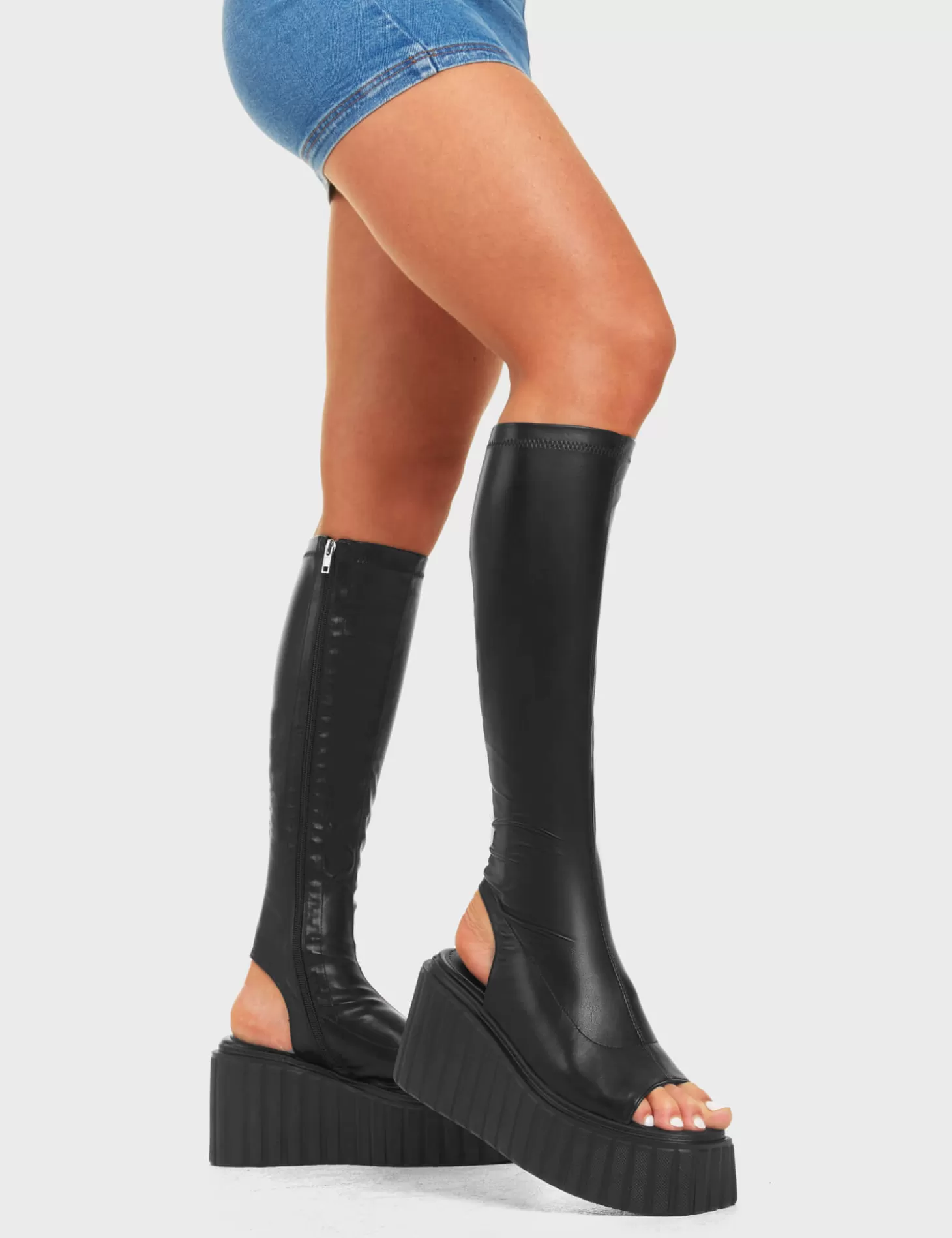 LAMODA Genou Haut*No Hard Feelings Chunky Platform Creeper Knee High Boots