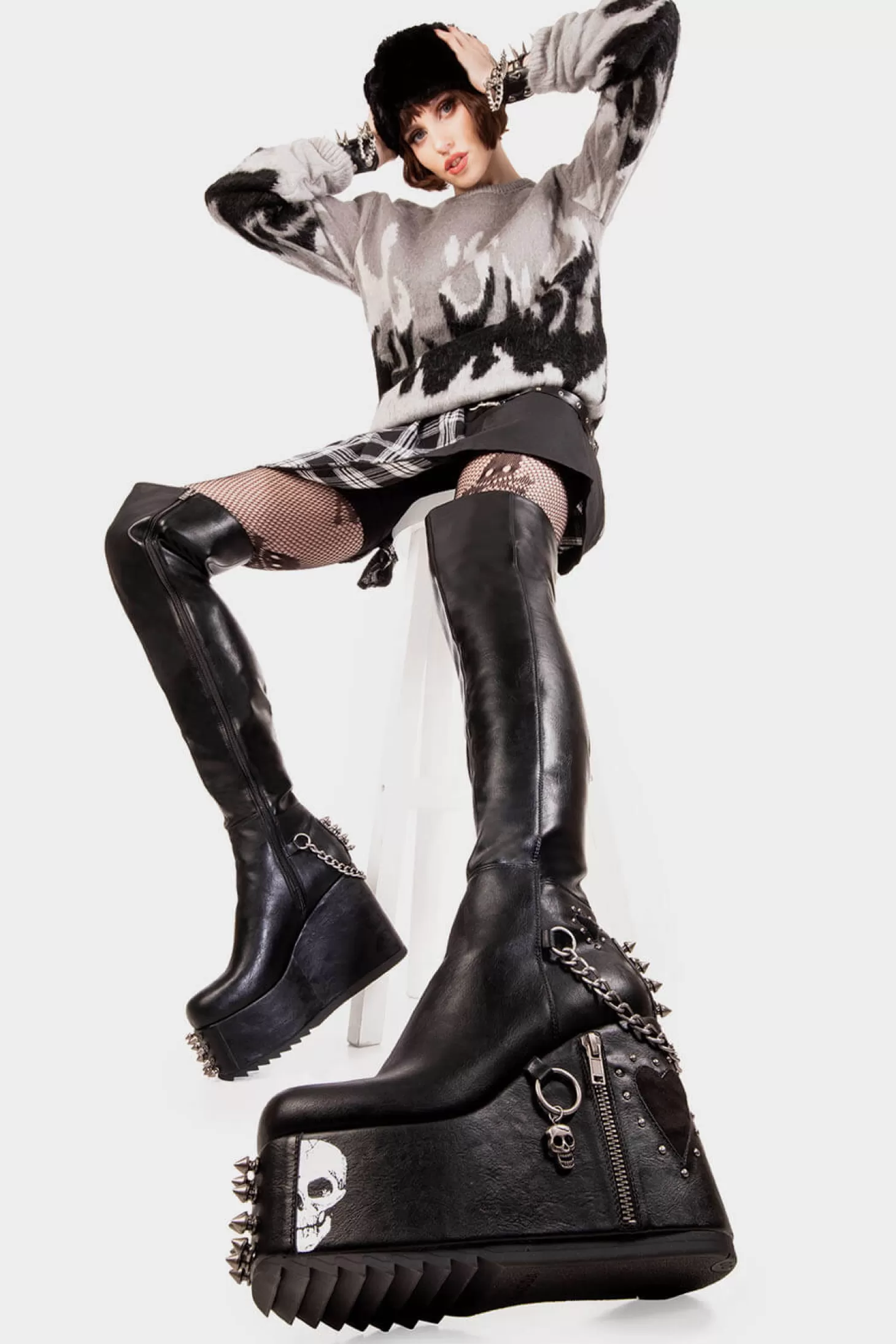 lamodawebsite Epais*Out Of Line Chunky Platform Thigh High Boots