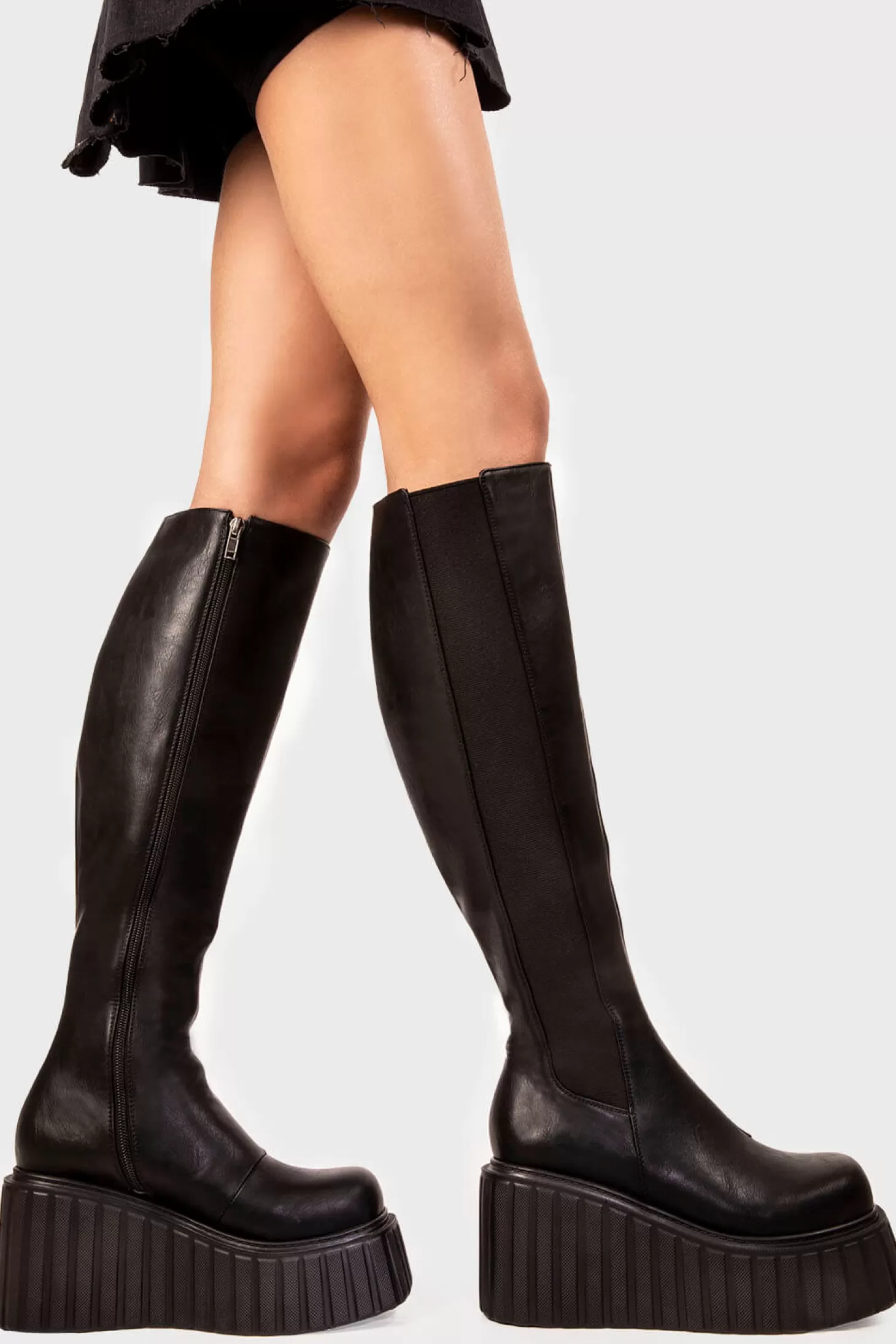 lamodawebsite Genou Haut*Switching Up Chunky Creeper Platform Knee High Boots