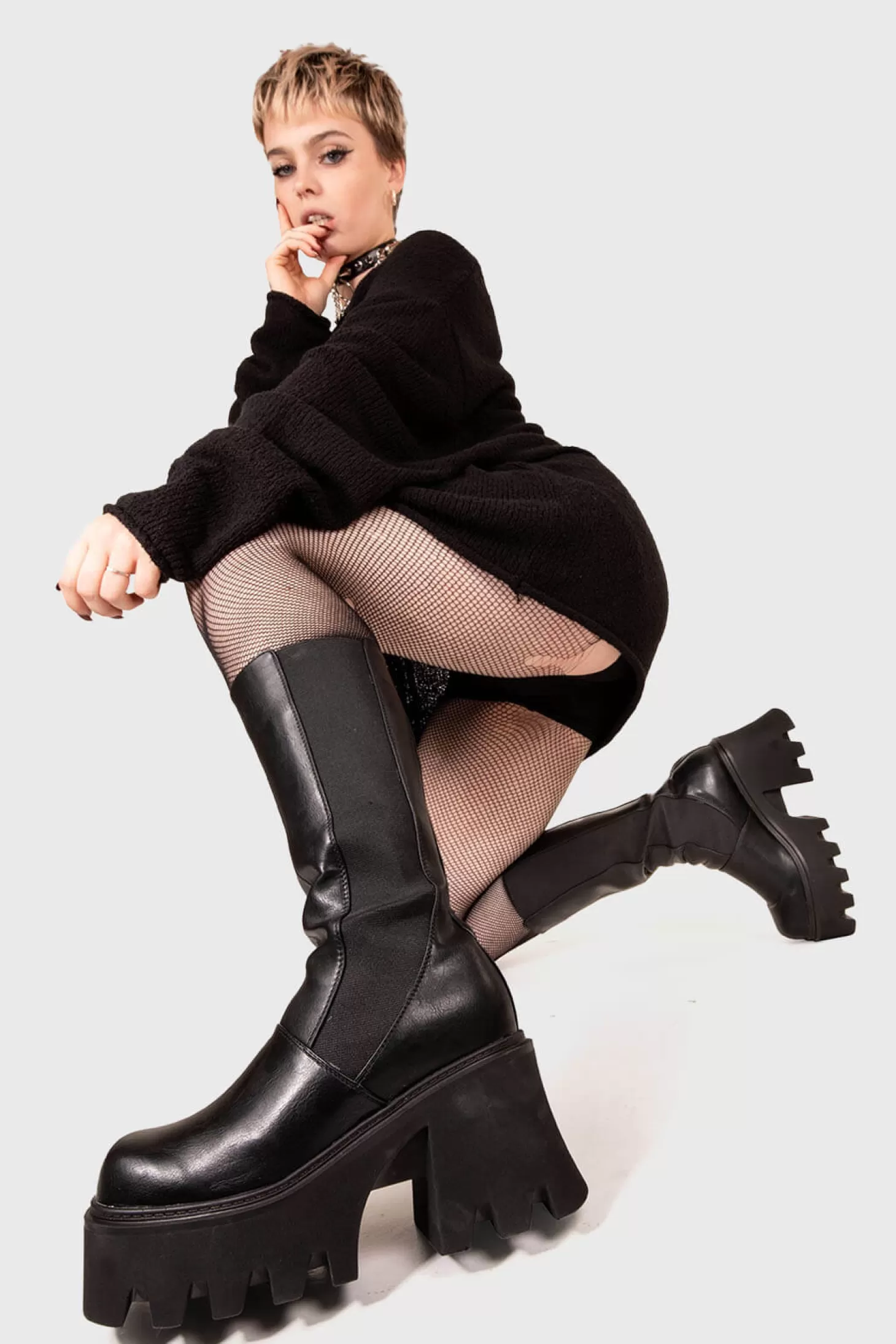 lamodawebsite Genou Haut*Tear Em' Up Chunky Platform Ankle Boots