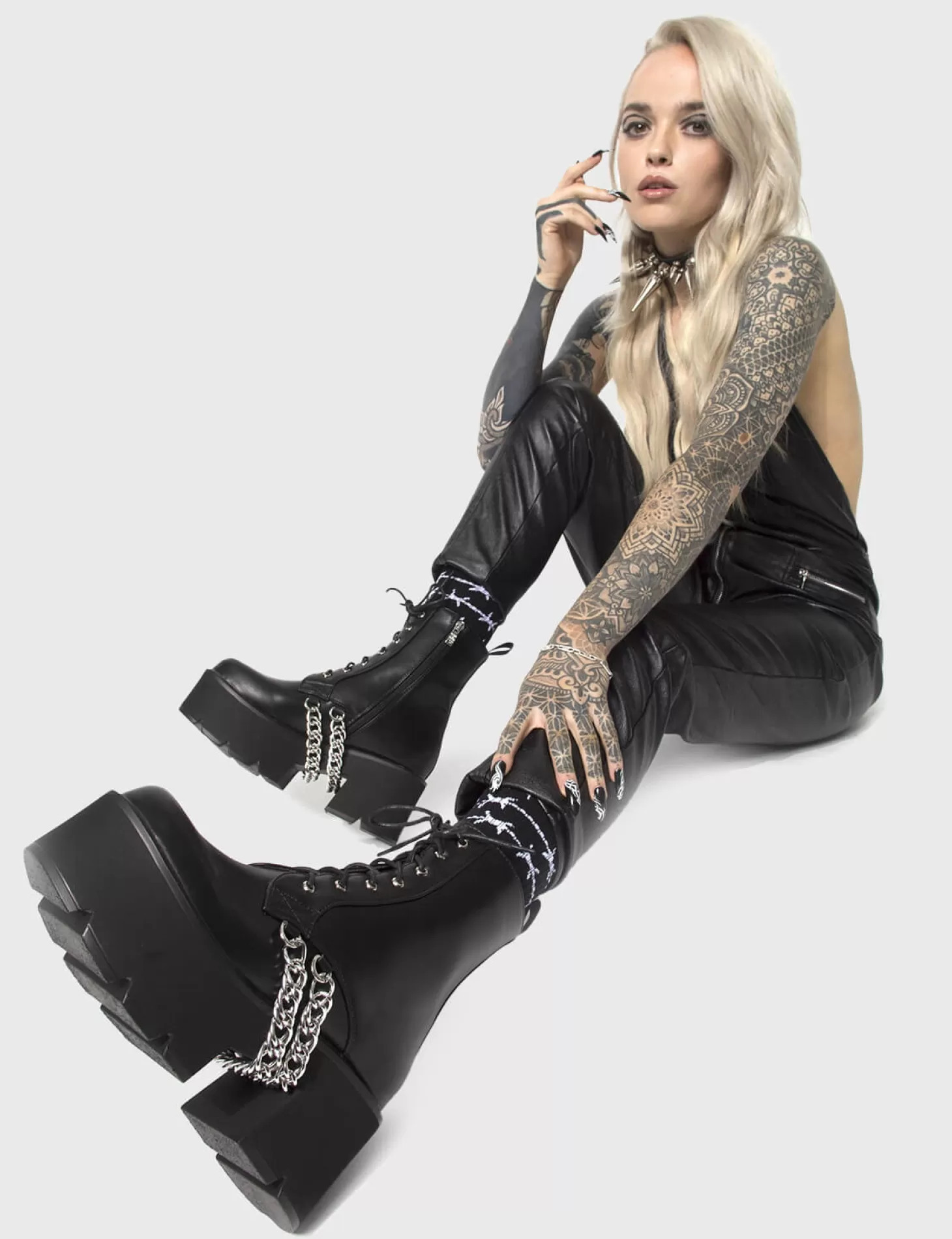 lamodawebsite Cheville*Trapped Chunky Platform Ankle Boots