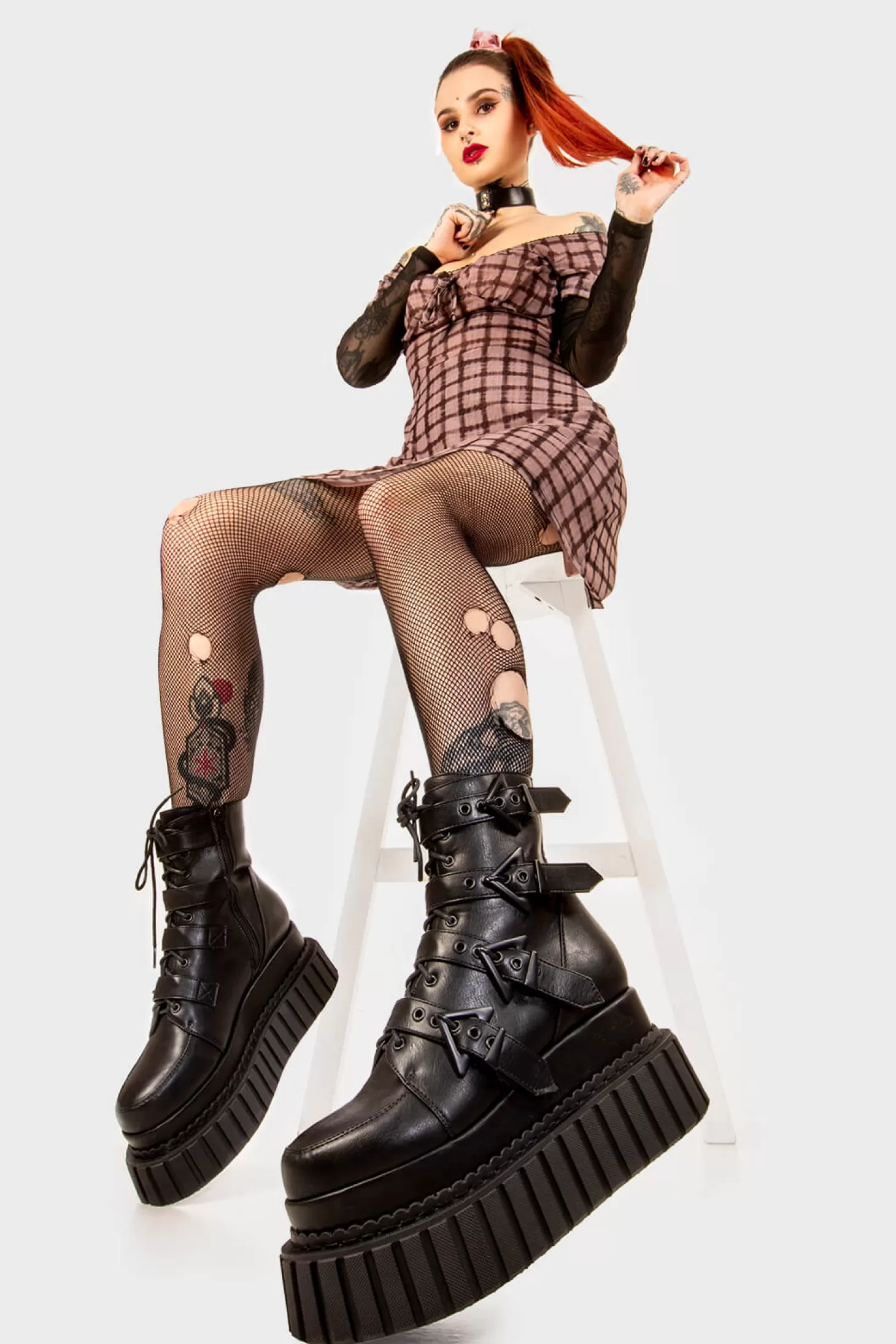 LAMODA Cheville*Unstable Chunky Ankle Creeper Boots